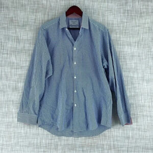 Charles Tyrwhitt Long Sleeve Button Down Shirt Mens Size 16.5 Gingham blue 2856